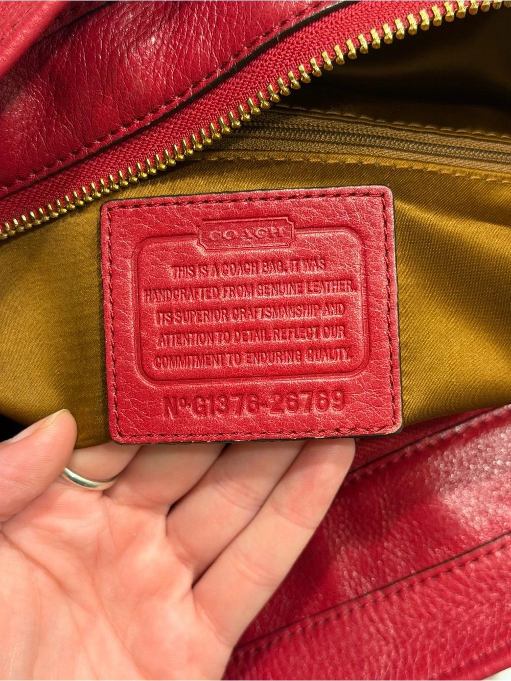 Coach Madison East/West Pebbled Leather Shoulder Tote RED